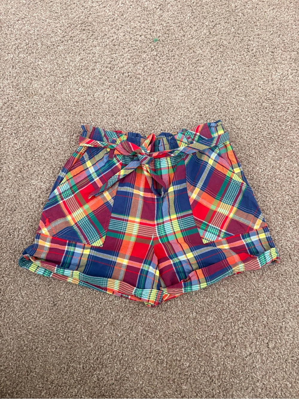 Polo by Ralph Lauren Multicolor Plaid Tie-Front Girls Shorts